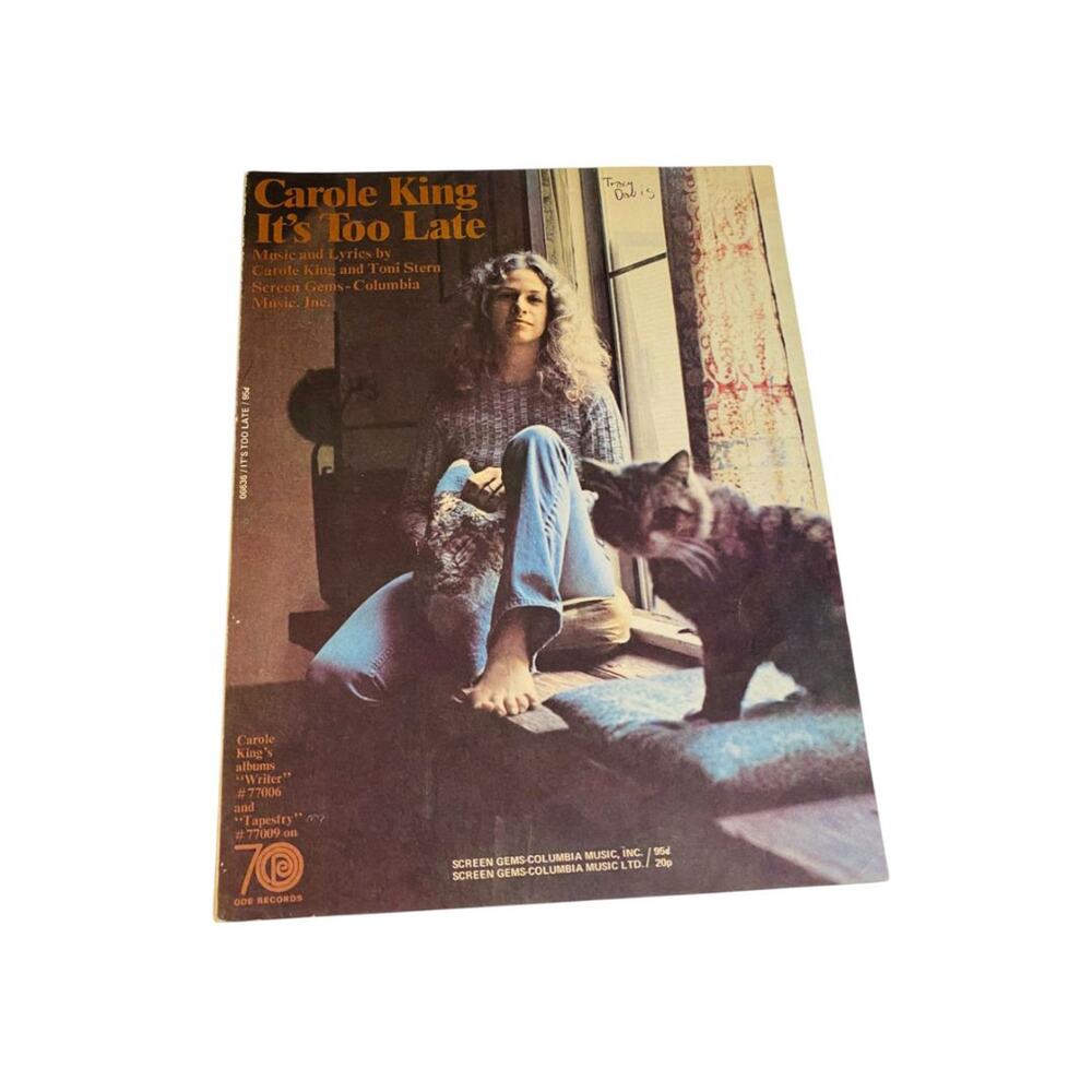 1971 Carole King It's Too Late Sheet Music Screen Gems-Columbia